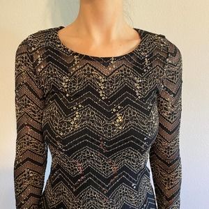 Black and Gold Mesh Formal Top - Size Small